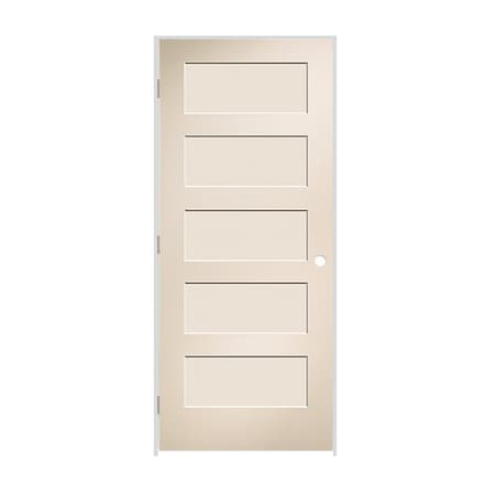 Codel Doors 36" x 80" x 1-3/8" Primed 5-Panel Conmore Molded Hollow Core 7-1/4" RH Prehung Door 3068MHCCONRH26D714